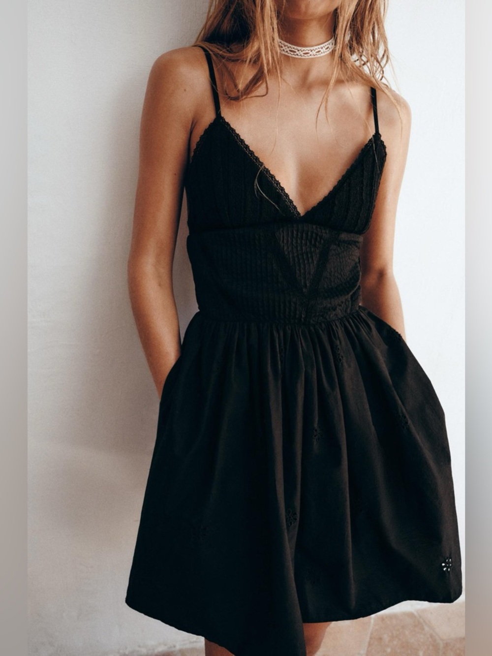 Zara Black V-Neck Mini Dress